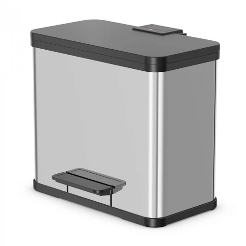 [26016232] Poubelle à pédale tri sélectif Öko Trio Plus L 3x9L, Hailo (Noir-Inox)