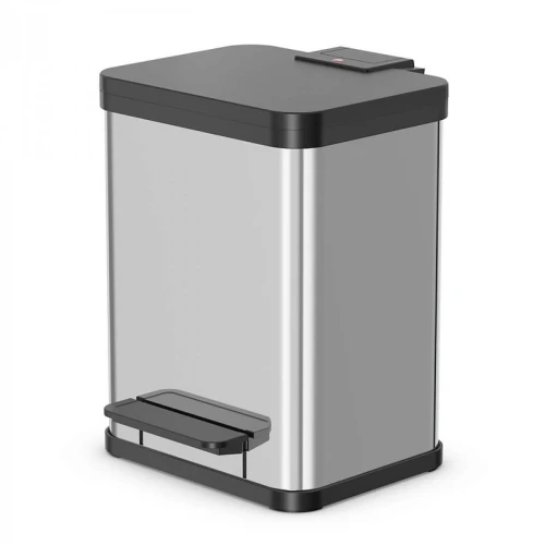 [26016119] Poubelle à pédale tri sélectif Öko Duo Plus M 2x9L, Hailo (Noir-Inox)