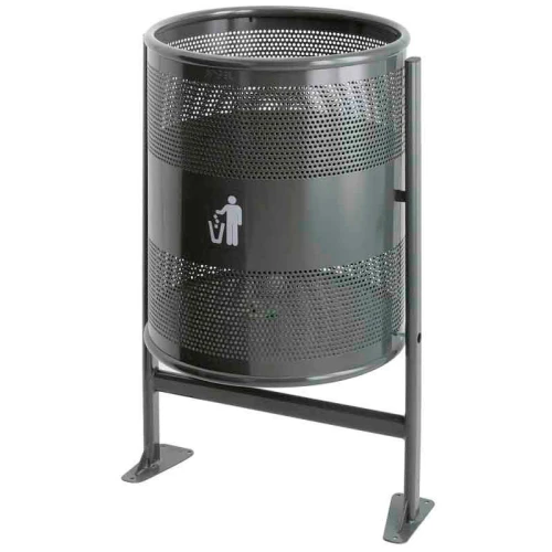 [50313868] Corbeille d'extérieur 80L sur support