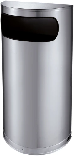 Poubelle d'accueil demi-ronde, V-Part - inox mat